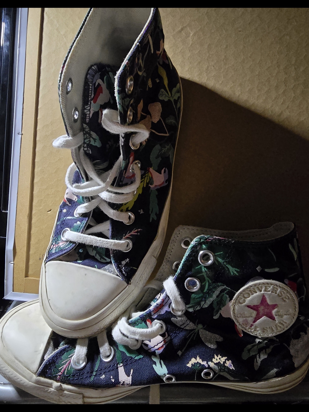 Converse High Top Floral Canvas Sneakers - Black Multicolor